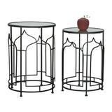 Sagebrook Home Contemporary Metal, Set of 2 -  21/23"h Side Tables, Black 16539 Black Metal