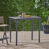 Polaris Outdoor Minimalist Acacia Wood Rectangle Bar Table - Dark Gray  Noble House