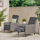 Murdock Outdoor Wicker Recliners, Mixed Black and Dark Gray Noble House