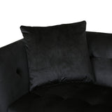 Chopline Modern Glam 3 Seater Velvet Sofa, Black and Silver Noble House