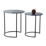 Sagebrook Home Contemporary Metal, Set of 2 -  22/24" Round Side Tables, Ombre Black 15219-04 Black Iron