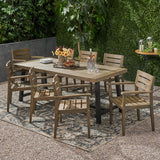 Noble House Balfour Outdoor Acacia Wood 8 Seater Dining Set, Gray