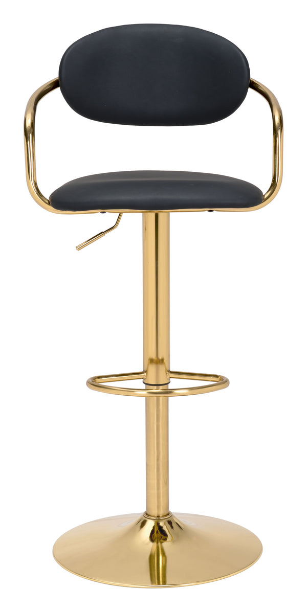 Zuo Modern Gusto 100% Polyurethane, Plywood, Steel Modern Commercial Grade Barstool Black, Gold 100% Polyurethane, Plywood, Steel