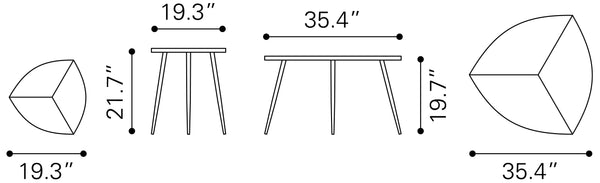 Zuo Modern Set MDF, Steel Modern Commercial Grade Accent Table Set Gray, Black MDF, Steel