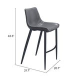 English Elm EE2647 100% Polyurethane, Plywood, Steel Modern Commercial Grade Bar Chair Set - Set of 2 Dark Gray, Black 100% Polyurethane, Plywood, Steel