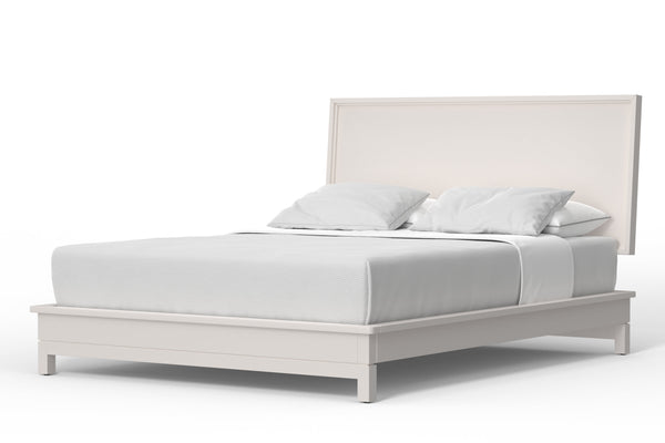 Nova Queen Platform Bed in Pure Chalk White - Stylish Mahogany Design, No Box Spring Needed!