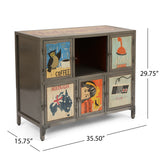 Noble House Schley Handcrafted Boho 6 Cubby Cabinet, Multi-Colored and Gray