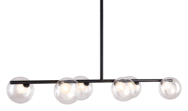 Zuo Modern Keyoz Steel, Glass Modern Commercial Grade Ceiling Lamp Black, Clear Steel, Glass