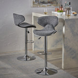 Carlota Modern Adjustable Height 24"-32" Fabric Swivel Barstool, Black Pepper Tweed Noble House