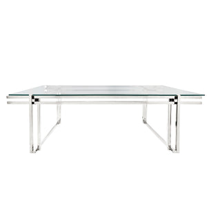 Sagebrook Home Contemporary Metal 55" Coffee Table, Silver 15724-01 Silver Glass