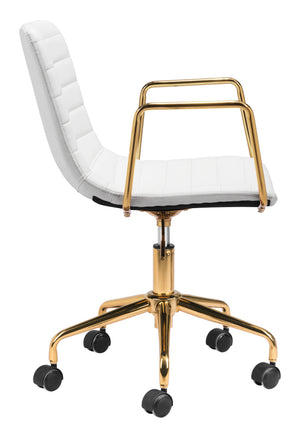 Zuo Modern Eric 100% Polyurethane, Plywood, Steel Modern Commercial Grade Office Chair White, Gold 100% Polyurethane, Plywood, Steel