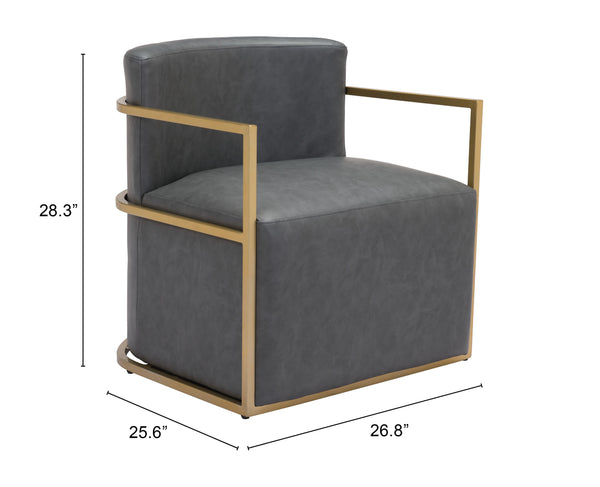 Zuo Modern Xander 100% Polyurethane, Plywood, Steel Modern Commercial Grade Accent Chair Gray, Gold 100% Polyurethane, Plywood, Steel