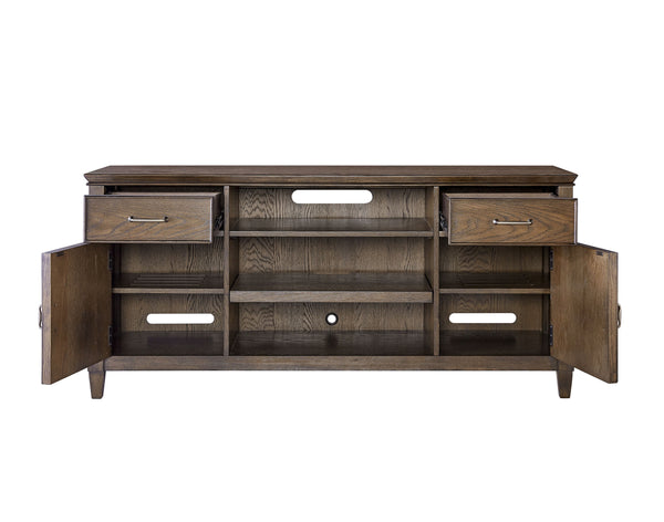 Newport 66" TV Console in Planked Oak - Stylish Storage with Cable Management & Soundbar Shelf