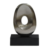 Sagebrook Home Contemporary 18", Metal Oval Sculpture,slvr/blk 17788 Silver 