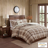 Woolrich Alton Lodge/Cabin 100% Polyester Plush to Sherpa Comforter Set Tan Plaid King: 102x86"/20x36"+2"(2)/18x18" WR10-3328