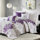 Lola Transitional 100% Cotton Printed Fabric 6Pcs Quilted Coverlet Set