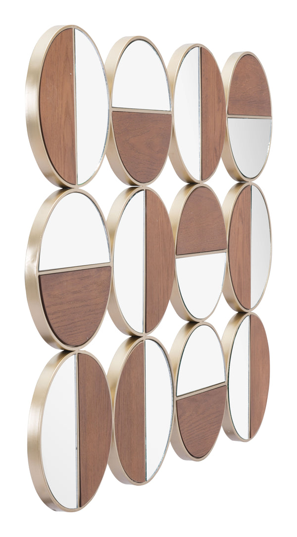 Zuo Modern Cycle Steel, MDF, Glass Modern Commercial Grade Mirror Gold, Walnut Steel, MDF, Glass