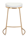 English Elm EE2646 100% Polyurethane, Plywood, Stainless Steel Modern Commercial Grade Counter Stool Set - Set of 2 White, Gold 100% Polyurethane, Plywood, Stainless Steel