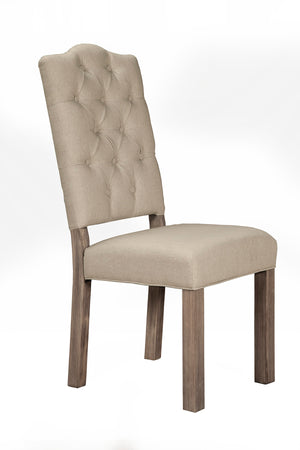 Alpine Furniture Fiji Set of 2 Tufted Upholstered Chairs, Weathered Grey ORI-814-02 Weathered Grey Mahogany Solids & Okoume Veneer 24 x 19 x 45