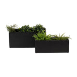 Sagebrook Home Contemporary Resin, Set of 2 -  24/28"d Nested Rectangular Planters, Bl 16859-01 Black Polyresin