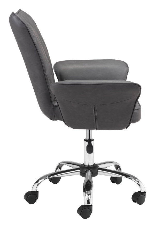 Zuo Modern Specify 100% Polyurethane, Plywood, Steel Modern Commercial Grade Office Chair Gray, Chrome 100% Polyurethane, Plywood, Steel