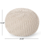 Barwick Modern Knitted Round Pouf, Ivory Noble House