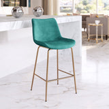 English Elm EE2713 100% Polyester, Plywood, Steel Modern Commercial Grade Counter Chair Green, Gold 100% Polyester, Plywood, Steel