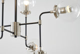 Bethel Polished Nickel & Black Chandelier in Steel & Glass