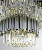 Bethel Satin Nickel Chandelier in Stainless Steel & Crystal