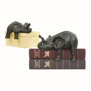 Sprawling Elephant Bookend - Set of 2