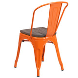 English Elm EE1542 Contemporary Commercial Grade Metal/Wood Colorful Restaurant Chair Orange EEV-12370