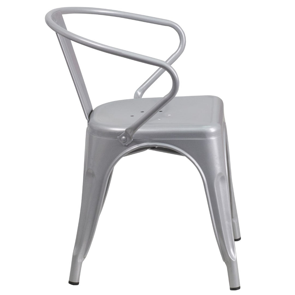 English Elm EE1543 Contemporary Commercial Grade Metal Colorful Restaurant Chair Silver EEV-12381