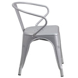English Elm EE1543 Contemporary Commercial Grade Metal Colorful Restaurant Chair Silver EEV-12381