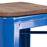 English Elm EE1557 Industrial Commercial Grade Metal/Wood Colorful Restaurant Barstool Blue EEV-12511