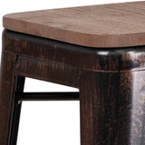 English Elm EE1557 Industrial Commercial Grade Metal/Wood Colorful Restaurant Barstool Black-Antique Gold EEV-12512