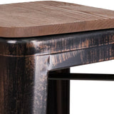 English Elm EE1557 Industrial Commercial Grade Metal/Wood Colorful Restaurant Barstool Black-Antique Gold EEV-12512