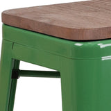 English Elm EE1557 Industrial Commercial Grade Metal/Wood Colorful Restaurant Barstool Green EEV-12513