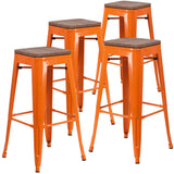 English Elm EE1557 Industrial Commercial Grade Metal/Wood Colorful Restaurant Barstool Orange EEV-12514