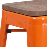 English Elm EE1557 Industrial Commercial Grade Metal/Wood Colorful Restaurant Barstool Orange EEV-12514