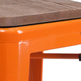 English Elm EE1557 Industrial Commercial Grade Metal/Wood Colorful Restaurant Barstool Orange EEV-12514