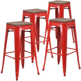 English Elm EE1557 Industrial Commercial Grade Metal/Wood Colorful Restaurant Barstool Red EEV-12515