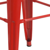 English Elm EE1557 Industrial Commercial Grade Metal/Wood Colorful Restaurant Barstool Red EEV-12515