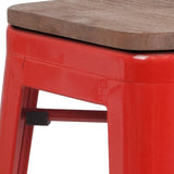 English Elm EE1557 Industrial Commercial Grade Metal/Wood Colorful Restaurant Barstool Red EEV-12515