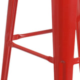 English Elm EE1557 Industrial Commercial Grade Metal/Wood Colorful Restaurant Barstool Red EEV-12515