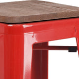 English Elm EE1557 Industrial Commercial Grade Metal/Wood Colorful Restaurant Barstool Red EEV-12515