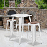 English Elm EE1557 Industrial Commercial Grade Metal/Wood Colorful Restaurant Barstool White EEV-12517