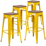 English Elm EE1557 Industrial Commercial Grade Metal/Wood Colorful Restaurant Barstool Yellow EEV-12518