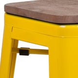 English Elm EE1557 Industrial Commercial Grade Metal/Wood Colorful Restaurant Barstool Yellow EEV-12518