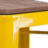 English Elm EE1557 Industrial Commercial Grade Metal/Wood Colorful Restaurant Barstool Yellow EEV-12518