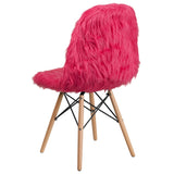 English Elm EE1759 Contemporary Commercial Grade Furry Chair Hot Pink EEV-13403